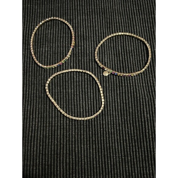 J Crew Jeweled Stretch Bracelet Set Of 3 - Picture 2 of 7